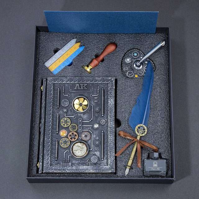 Sage's Gnomish Silver Notebook Gift Set | Handmade Notebook for TTRPG, Sketchbook, Diary image 0