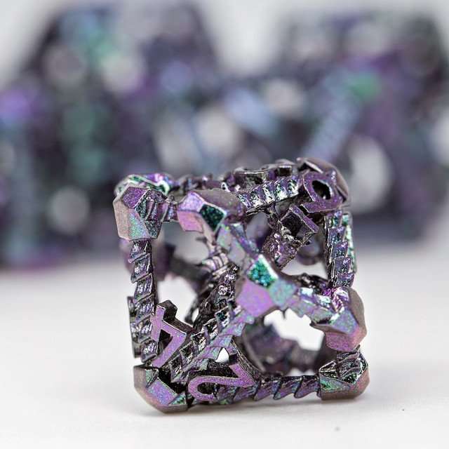 Sage's Draconic Prison Witch's Curse Cage Hollow Metal Dice Set image 4