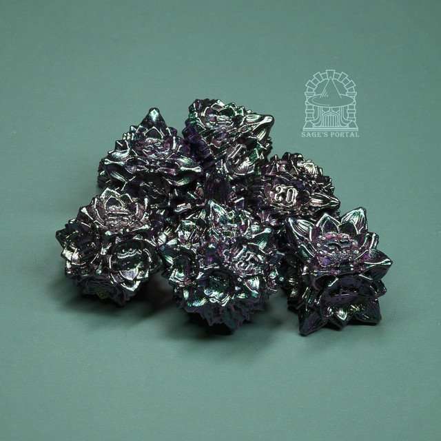 Sage's Deadly Lotus Witch's Curse Metal Polyhedral Dice Set image 0