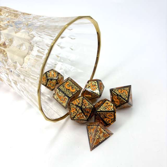 Sage's Arabesque Gold Sharp Edge Resin Dice Set image 5
