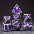Sage's Lich's Phylactery Purple/Silver Metal Polyhedral Dice Set image 0