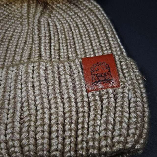 Sage’s Cap – Mocha Knit Beanie with Raccoon Pompom image 1
