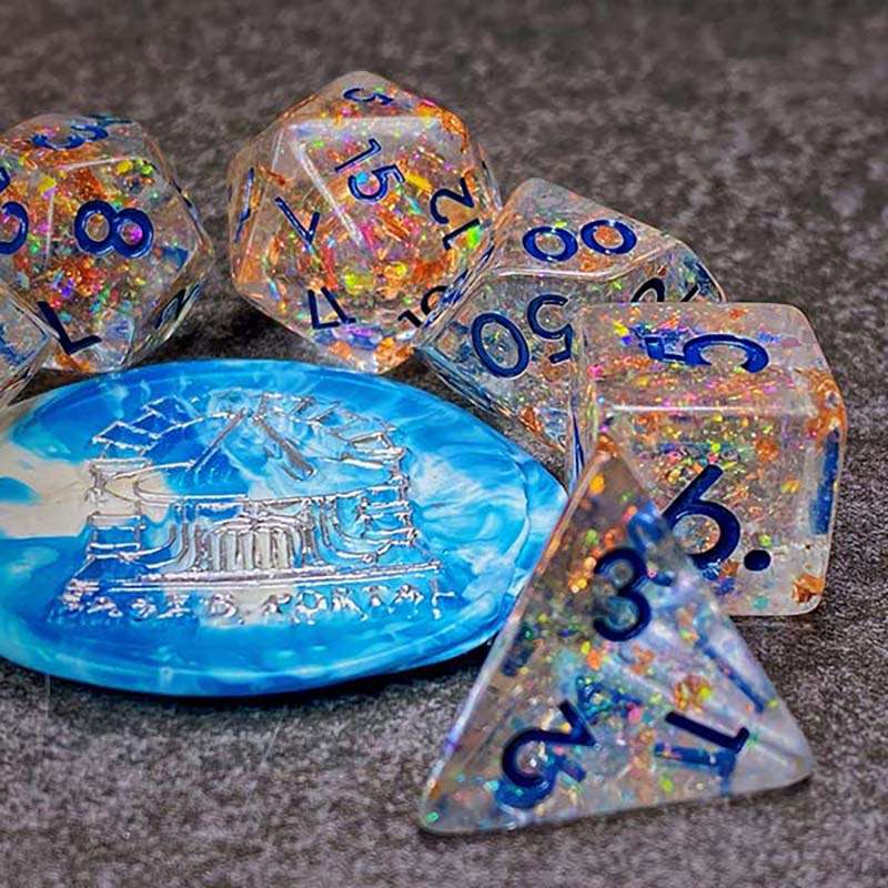 Sage's Cantrips - Transparent Glitter Copper Foil Resin Polyhedral Dice Set image 9
