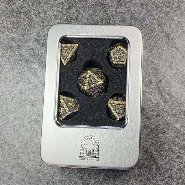 Sage's Anthems - Ancient Bronze Metal Polyhedral Dice Set image 28