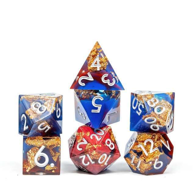 Sage's Geomancy Red/Blue Sharp Edge Resin Dice Set image 11