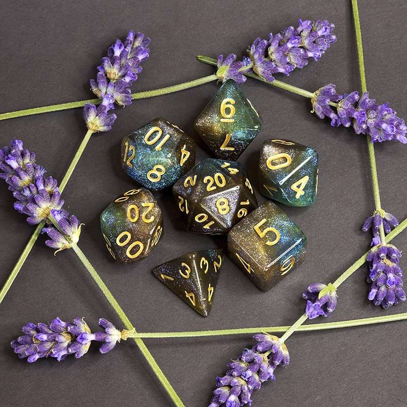 Sage's Shards - Blue/Green/Cola Glitter Polyhedral Dice Set image 9