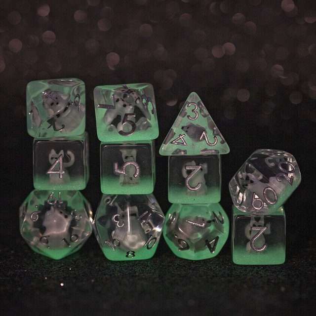 Exclusive Sage's Companion Wolf Pup Limited Edition 11-pc Glow in the Dark Dice Set - Sage's PortalResin Dice Set