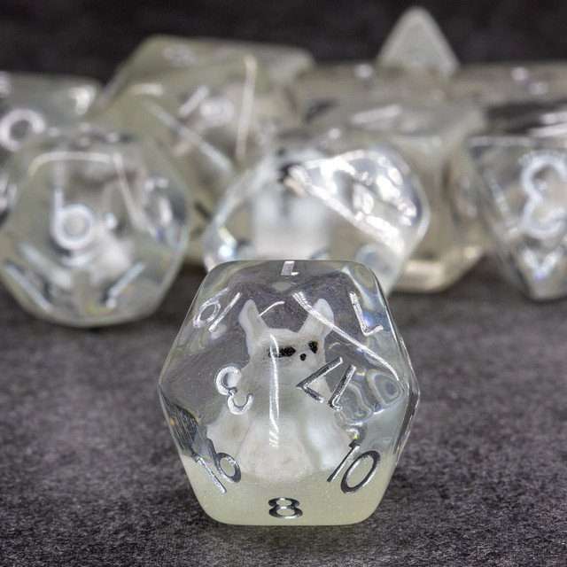 Exclusive Sage's Companion Wolf Pup Limited Edition 11-pc Glow in the Dark Dice Set - Sage's PortalResin Dice Set
