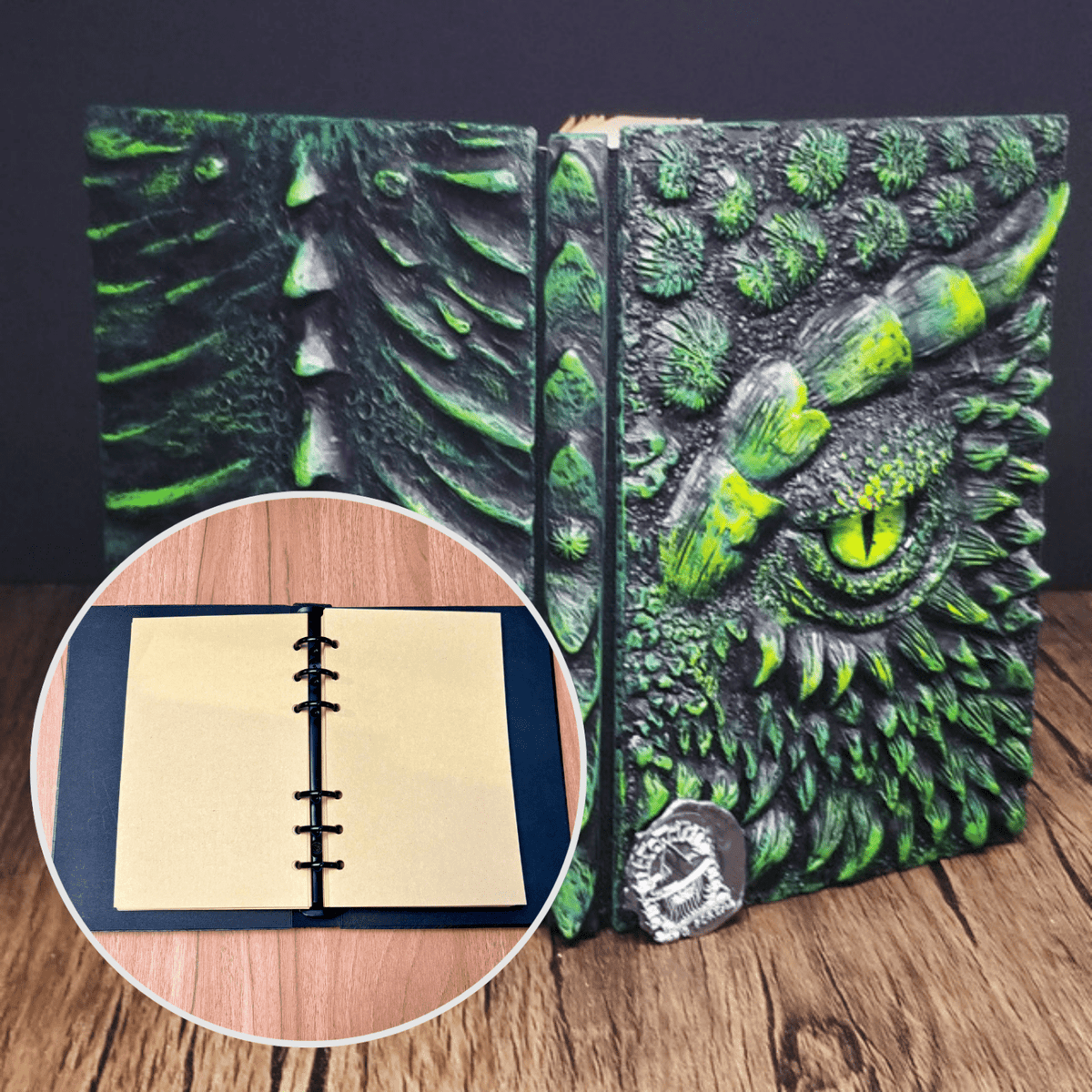 Eye of the Green Dragon Notebook | Handmade Notebook for TTRPG, Sketchbook, Diary - Sage's PortalNotebook