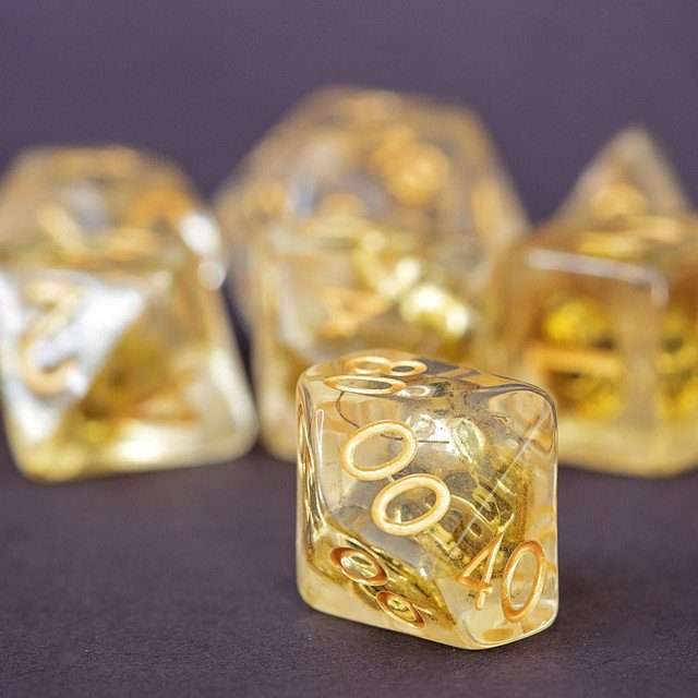 Sage's Familiars - Golden Skull Familiar Resin Polyhedral Dice Set image 18