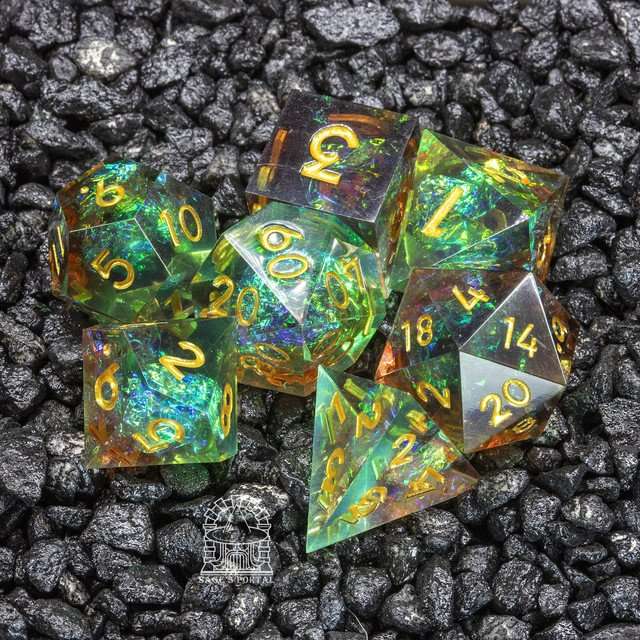 Sage's Crystals - Autumn Sharp Edge Resin Polyhedral Dice Set image 0