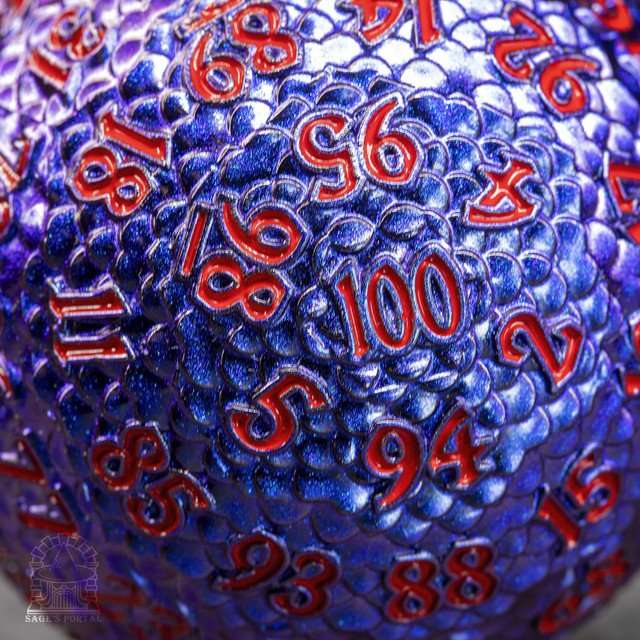 Sage’s Dragon Egg Purple/Blue d100 Metal Dice image 5