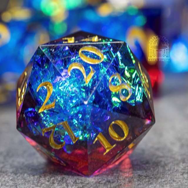 Sage's Crystals - Frostfire Sharp Edge Resin Polyhedral Dice Set image 3