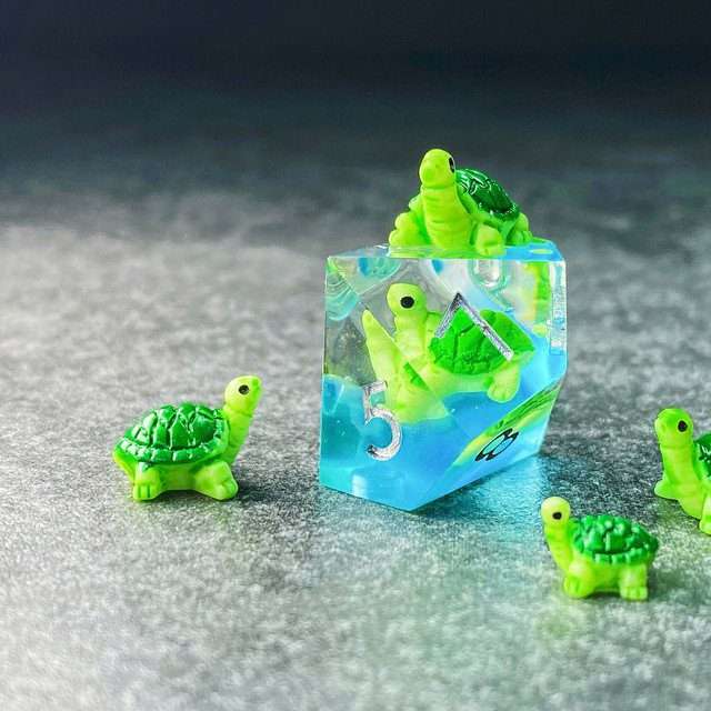 Sage's Familiars - Baby Turtle Familiar Sharp Edge Resin Polyhedral Dice Set image 12