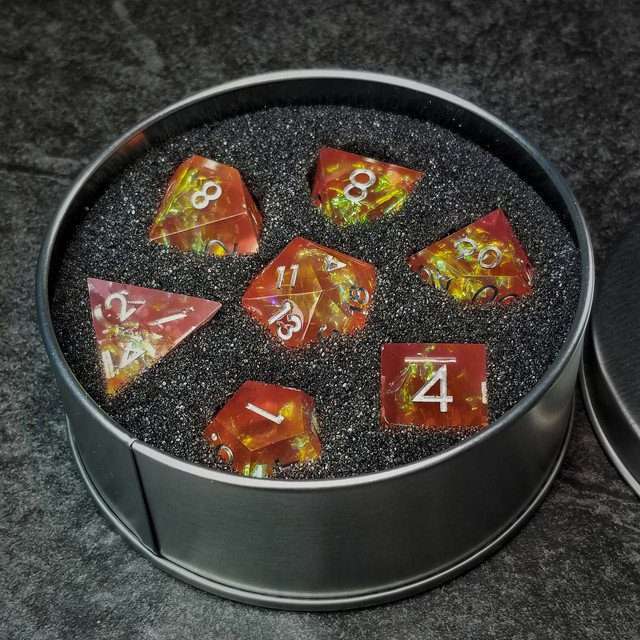 Sage's Enchanted Crystals Pink/Peach Silver Ink Sharp Edge Resin Dice Set image 35