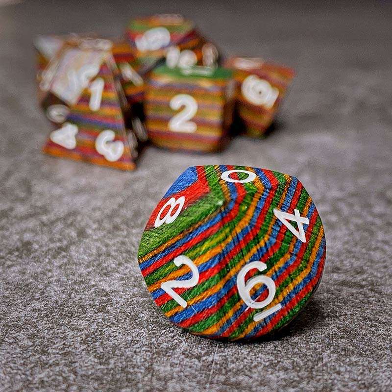 Sage's Trees - Rainbow Technical Wood Polyhedral Dice Set image 4