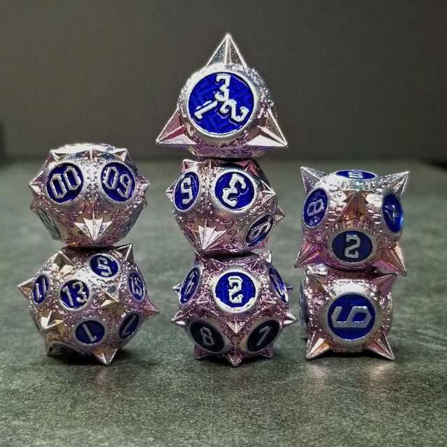 Sage's Enchanted Morningstar Purple/Blue Metal Polyhedral Dice Set image 7