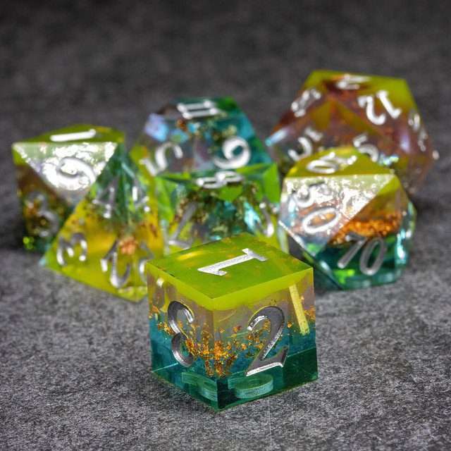 Sage's Enchanted Crystals Dreams - Sharp Edge Resin Polyhedral Dice Set image 6