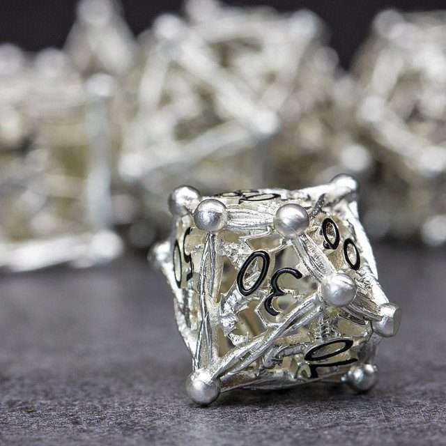 Sage's Ankeg Magical Creature Silver Hollow Metal Polyhedral Dice Set image 2