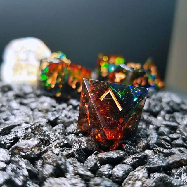 Sage's Enchanted Crystals Cola/Green/Blue Sharp Edge Resin Dice Set image 5
