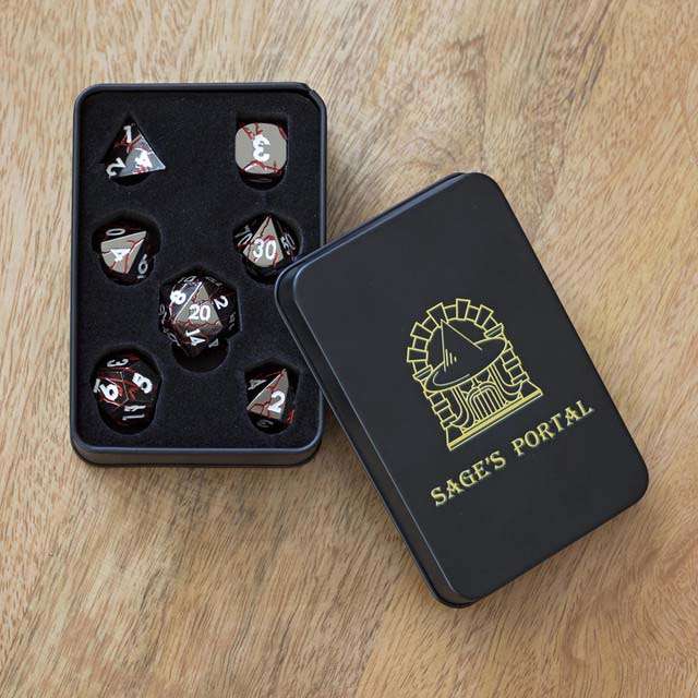 Sage's Relics of Antiquity - Dark Silver Red Metal Polyhedral Dice Set image 11