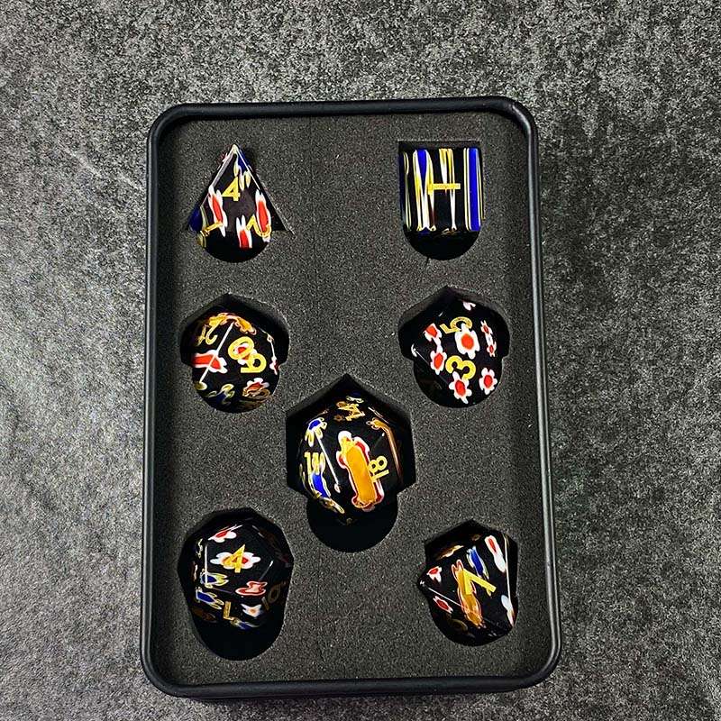 Sage's Treasures - Petrified Garden Stained Glass Gemstone Polyhedral Dice Set image 10