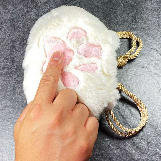 Sage's Furry Kittypaw Bag - White Fur/Pink Paw Dice Bag image 5