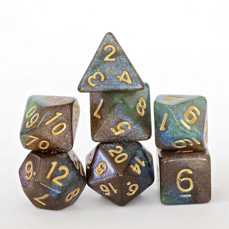 Sage's Shards - Blue/Green/Cola Glitter Polyhedral Dice Set image 8