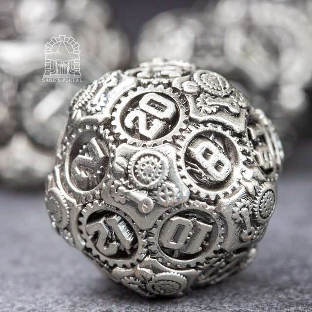 Sage's Artificer's Core Dusk Essence Metal Polyhedral Dice Set image 10