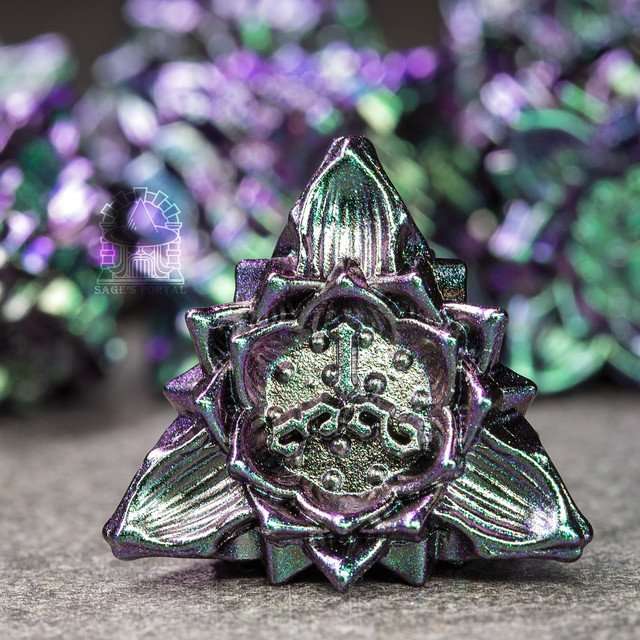 Sage's Deadly Lotus Witch's Curse Metal Polyhedral Dice Set image 10