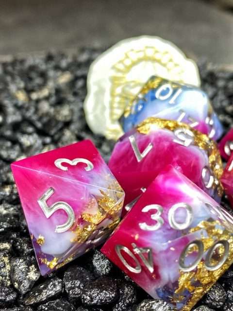 Sage's Geomancy Red/Magenta Sharp Edge Resin Dice Set image 1