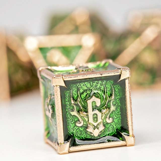 Sage's Grave Fortune Verdant Death Metal Polyhedral Dice Set image 7