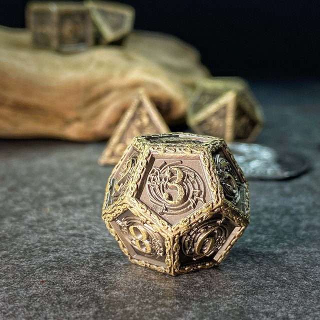 Sage's Anthems - Ancient Bronze Metal Polyhedral Dice Set image 16