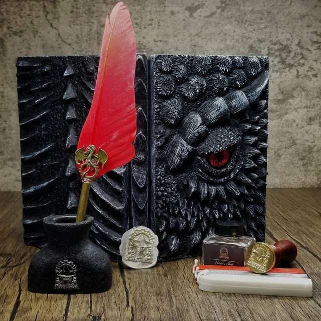 Eye of the Black Dragon Notebook Gift Set | Handmade Notebook for TTRPG, Sketchbook, Diary image 3