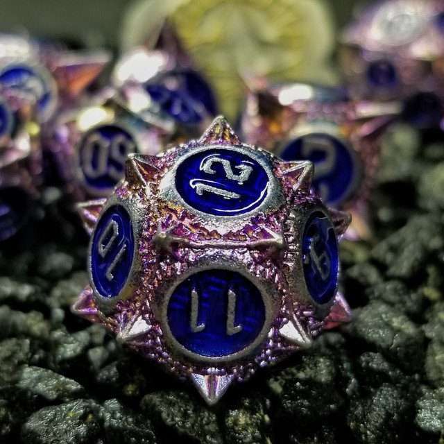 Sage's Enchanted Morningstar Purple/Blue Metal Polyhedral Dice Set image 9