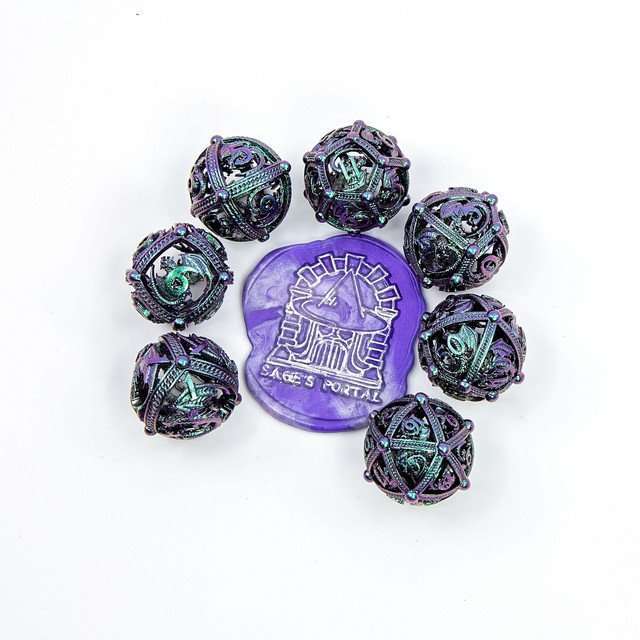 Sage’s Dragon Orb Deadly Nightshade Hollow Metal Dice Set image 14
