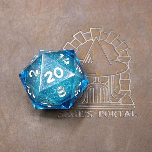 Sage's Spirits - 33mm Ice Spirits Liquid-Core D20 Sharp Edge Resin Dice image 1