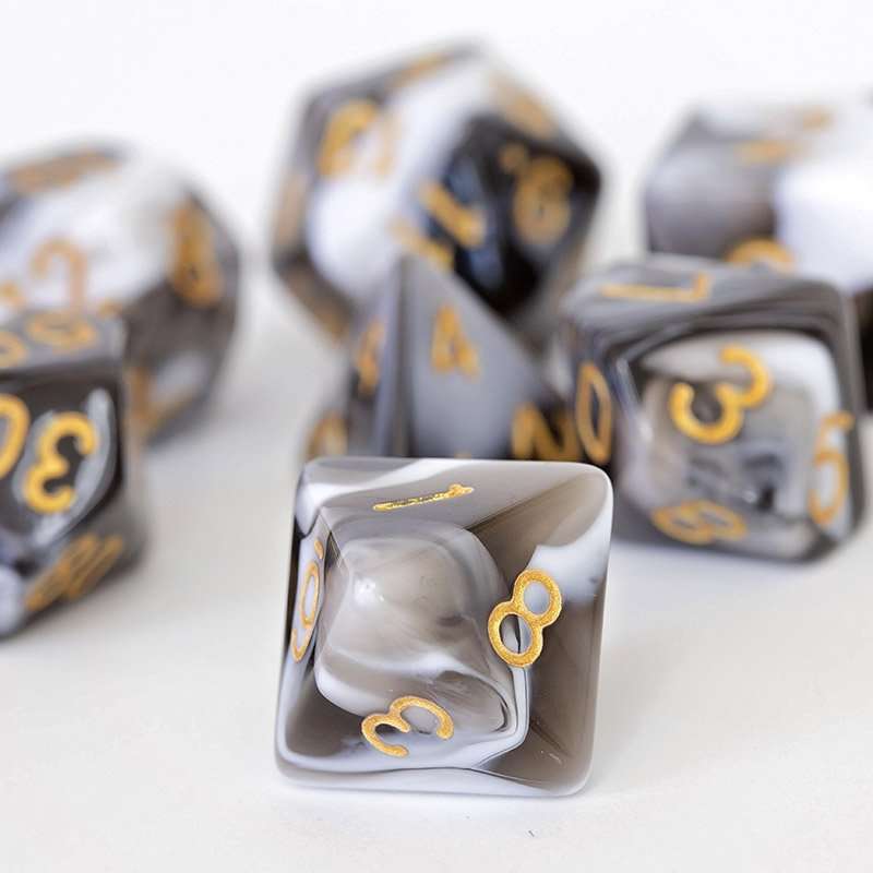 Sage's Stones -White/Mica Acrylic Polyhedral Dice Set image 9