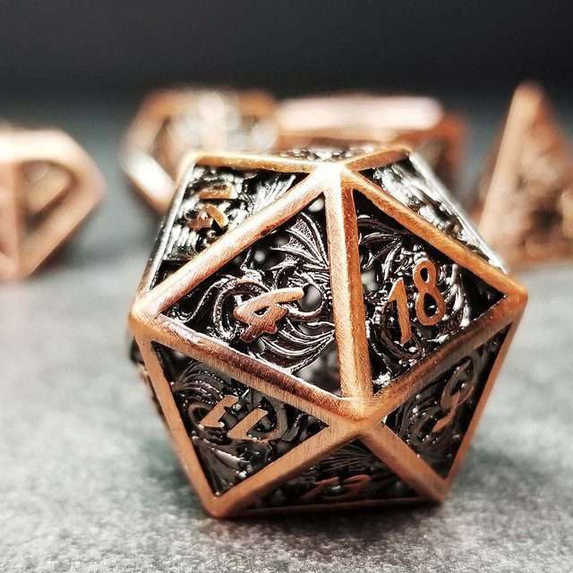 Sage's Dragonstones - Elder Dragon Copper Hollow Metal Polyhedral Dice Set image 18