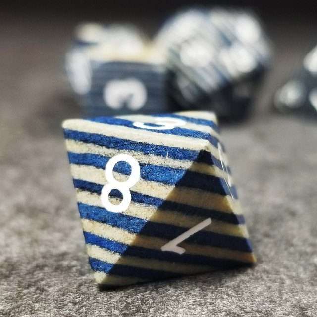 Sage’s Trees - Blue/White Technical Wood White Ink Polyhedral Dice Set image 3