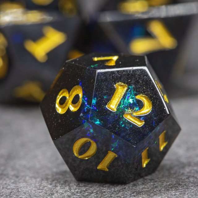 Sage's Crystals - Midnight Sharp Edge Resin Polyhedral Dice Set image 3