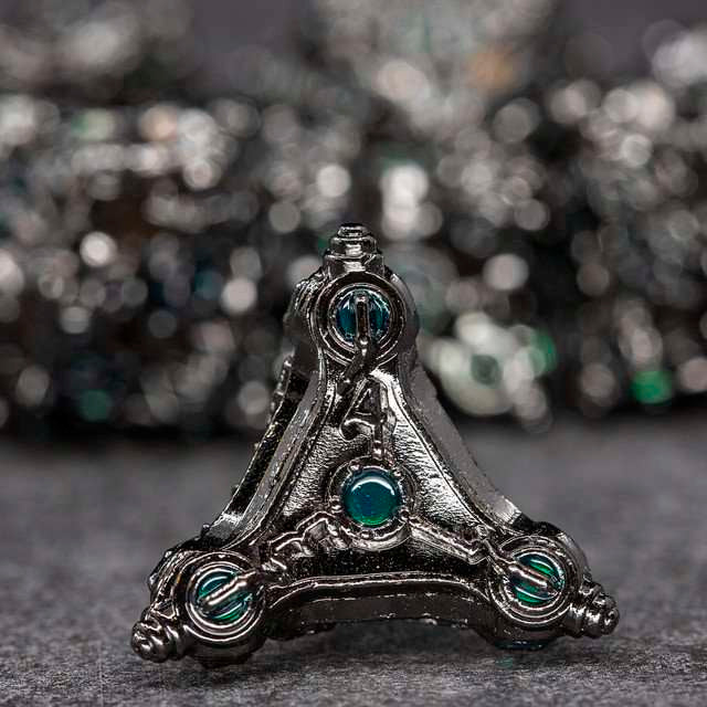 Sage’s Finials Midnight Glade Metal Polyhedral Dice Set image 8