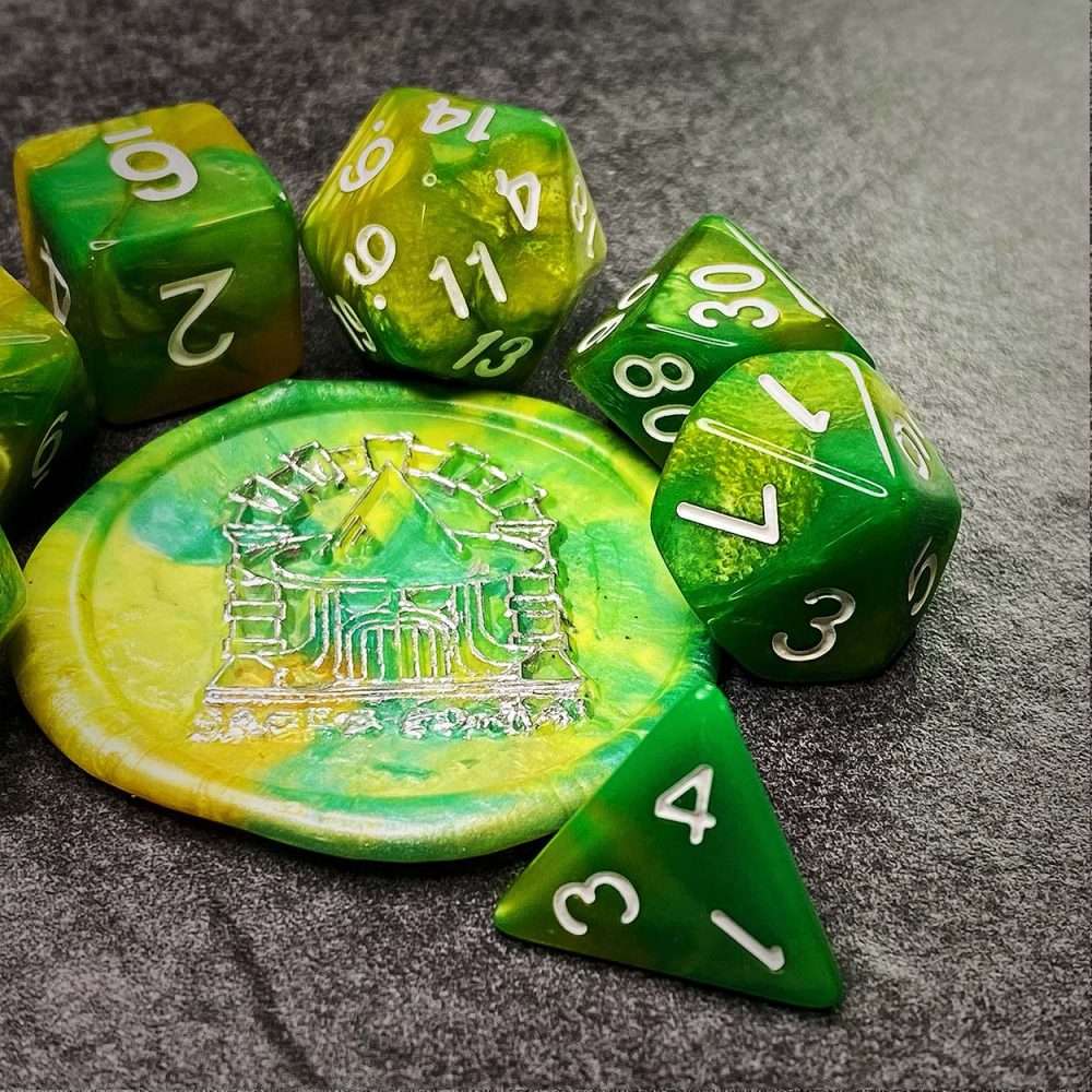 Sage's Stones - Green/Lime Acrylic Polyhedral Dice Set image 4