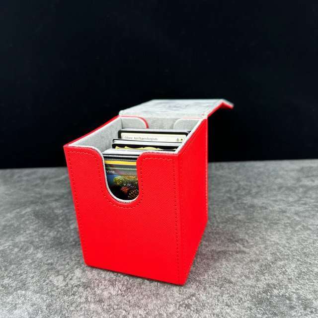 Sage's Premium Deck Storage Box for TCG, Dice, 105mm x 95mm x 82mm - Red image