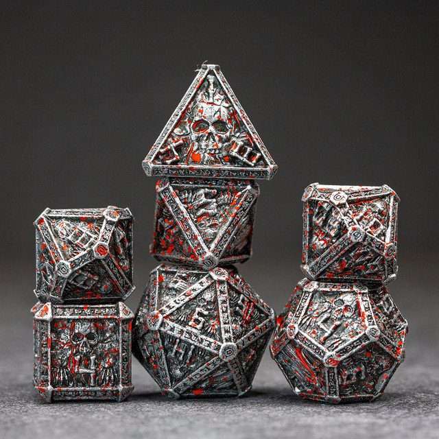 Sage's Lich's Phylactery Nickel/Blood Metal Polyhedral Dice Set image 8