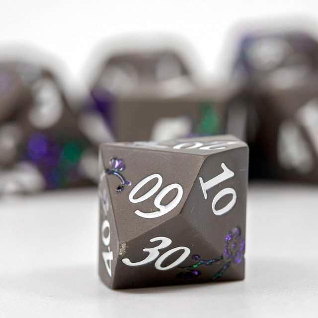 Sage's Petrified Flowers Black/Purple Metal Dice Set image 5