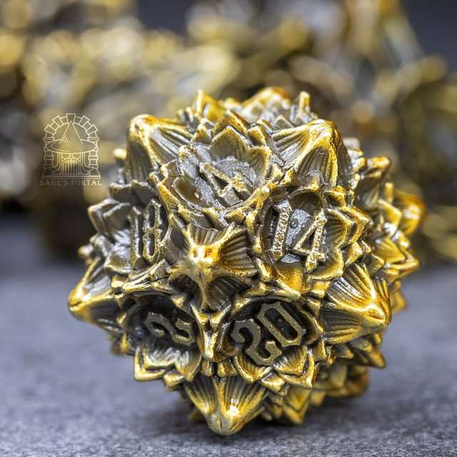 Sage's Deadly Lotus Autumn's Kiss Metal Polyhedral Dice Set image 1