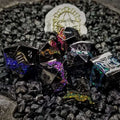 Sage's Rift Stones - Gloss Black/Rainbow Metal Polyhedral Dice Set image 0