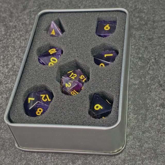 Sage's Treasures - Captured Nebula Amethyst Gemstone Polyhedral Dice Set image 11