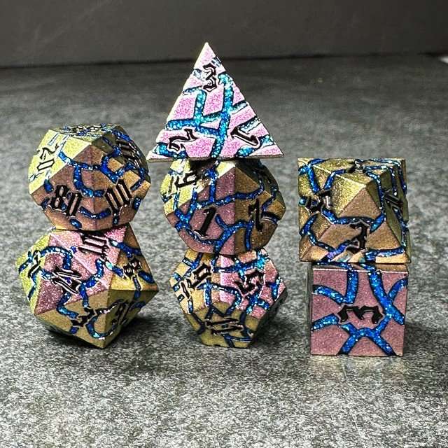 Sage's Warp Stones Blue Ring Nebula Metal Polyhedral Dice Set image 9